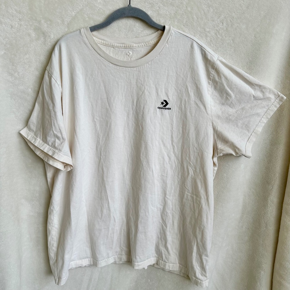 Converse Gender Free‎ Cream Embroidered Logo Oversized Tee Shirt 2XL Unisex